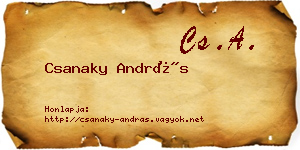 Csanaky András névjegykártya